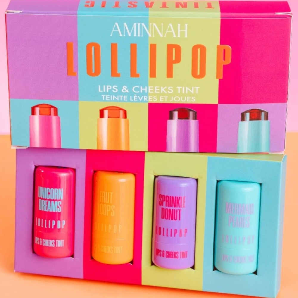 Lollipop Lips & Cheeks Tint Set - Pink, Orange, Blue